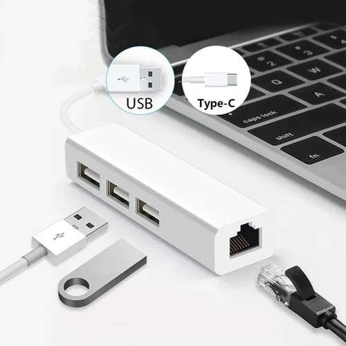 USB Type C to Ethernet RJ45 Network LAN Adapter Converter Y Hub For PC J7G3 - Picture 2 of 12