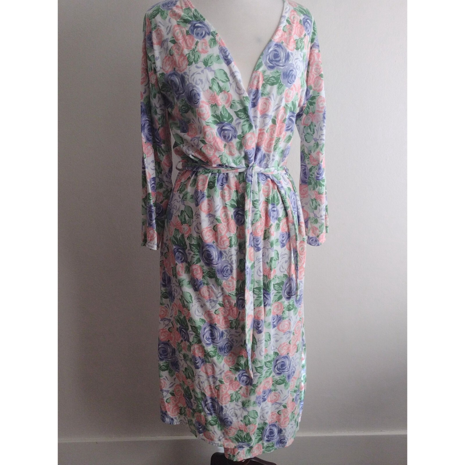 Vintage 90s Floral Robe OS S M Brandywine Pink Purple… - Gem