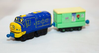 Chuggington Brewster Train Diecast Blue Yellow 2010 & Tender Learning Curve Toy