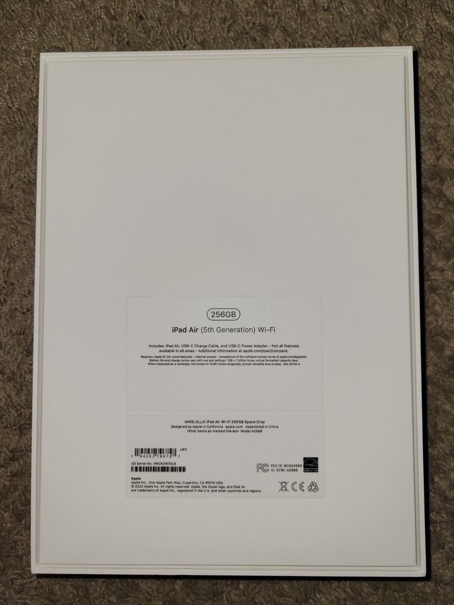 Apple Ipad Air 5th Generation Wi-Fi 256GB Space Gray BOX