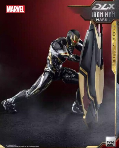Threezero DLX 1/12 Marvel Iron Man Mark L 50 Black & Gold Suit Infinity MISB - Picture 2 of 4
