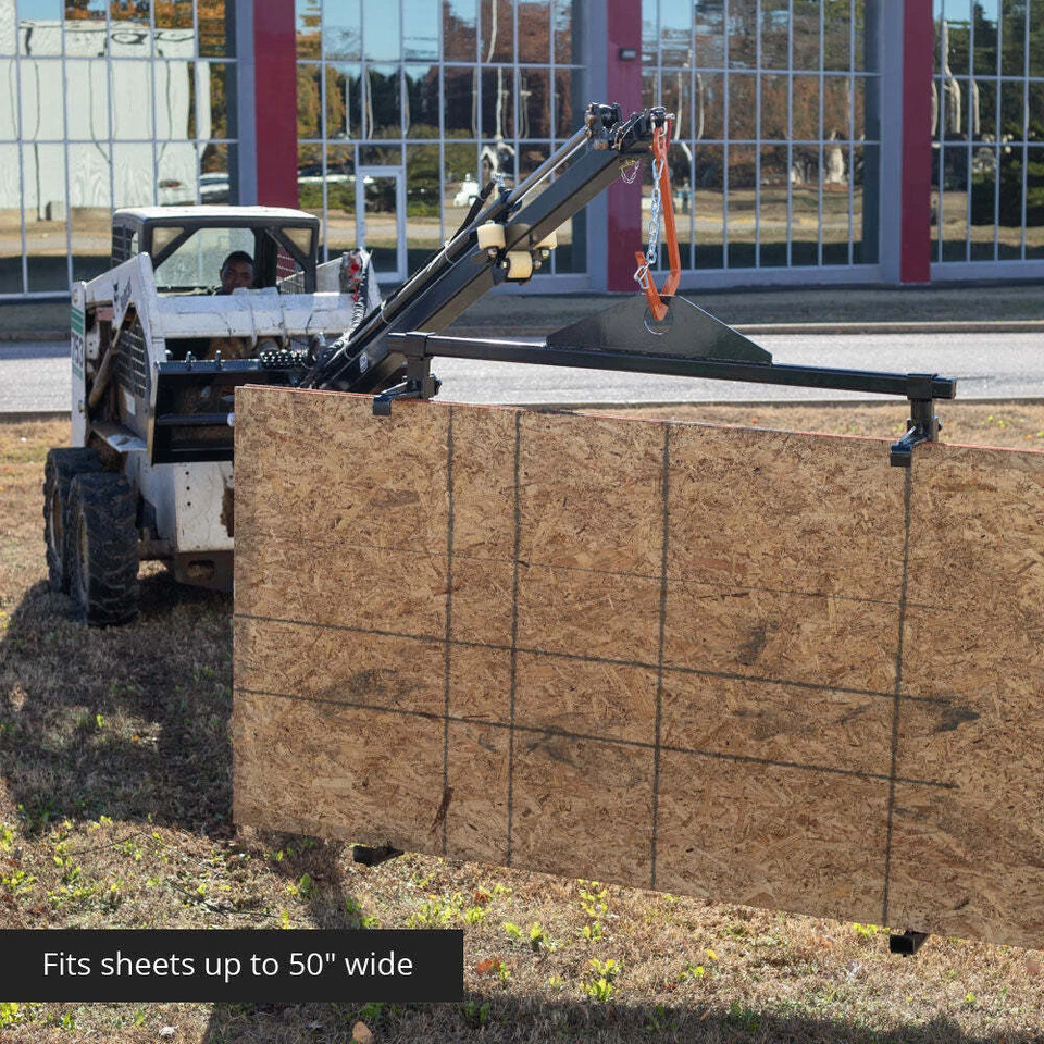 Accesorios Titan Minicargadora Tele-Boom Accesorio portador de chapa, Madera contrachapada Metal Foto 3 de 4