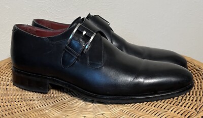 Magnanni Neiman Marcus Black Leather Monk Strap Dress Shoes  display picture 1