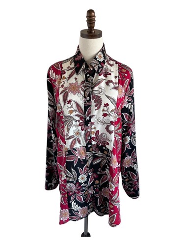 Reverly Womens Tunic Top Sz L Rose Floral Blouse BoHo Long Sleeves Artsy Hippie - Picture 13 of 22
