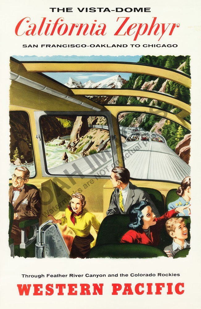 California Zephy vintage railway travel promotion poster 16x24