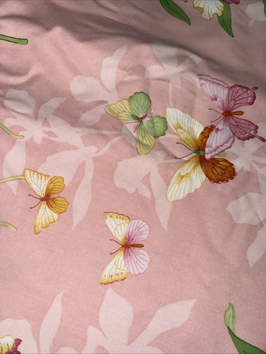 P KAUFMANN Pink Floral Butterfly Soil & Stain Repellent Fabric Over 6 Yards - Picture 3 of 6