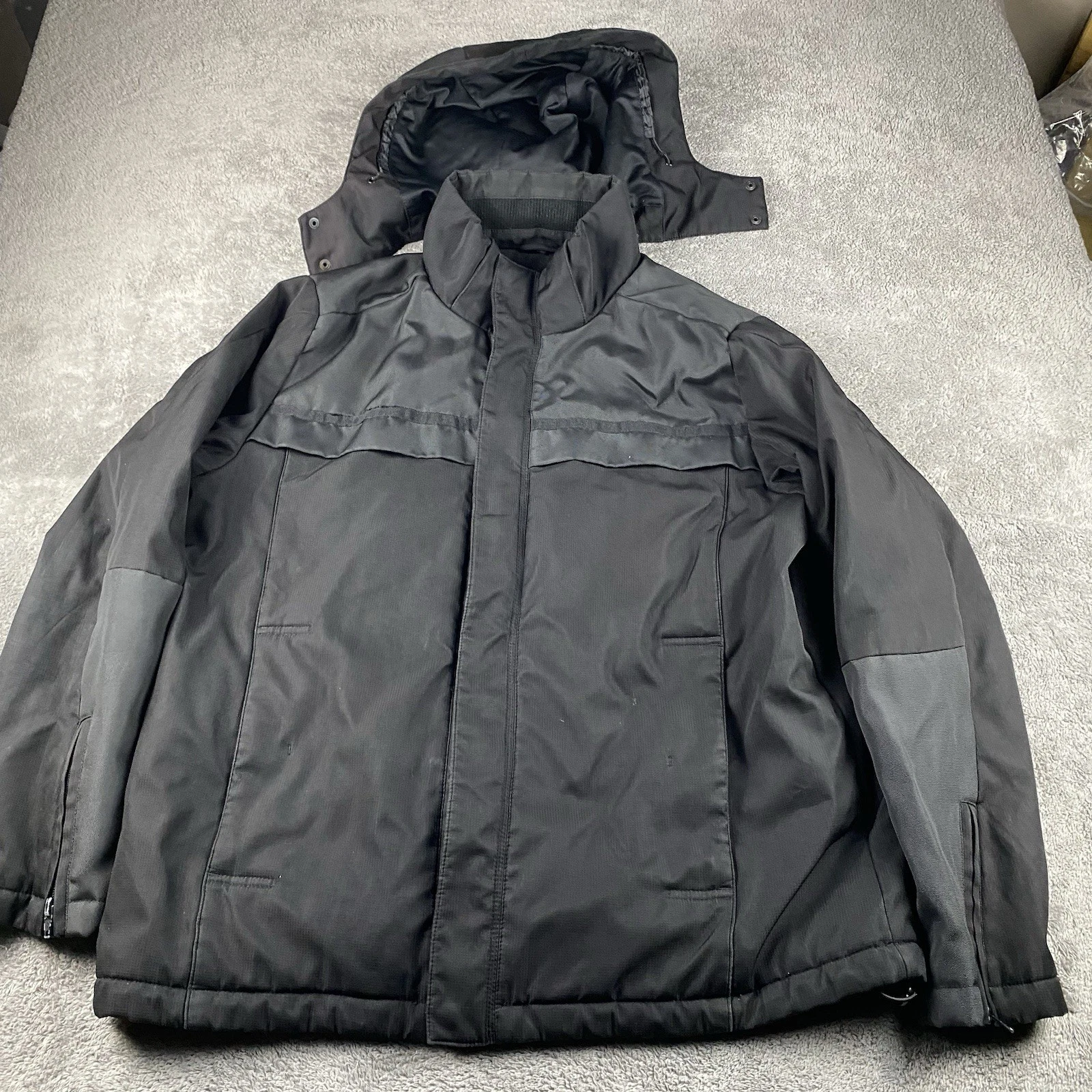 J. Ferrar Rain Coat Jacket Mens Large Black Detachable Hood