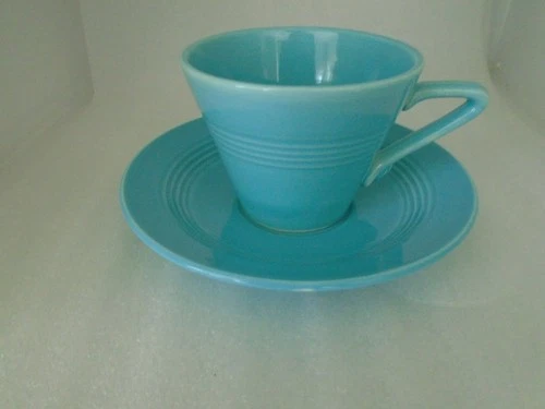 Homer Laughlin Harlequin Turquoise Cup & Saucer Fiesta