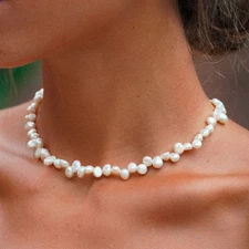 ATOLEA 18K Gold Plated Freshwater Sunseeker Pearl Choker Necklace