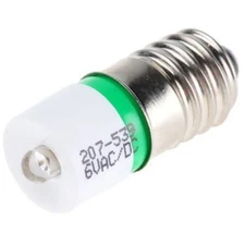 1 pc RS PRO 207539 Green LED Indicator Lamps E10 Single Chip 6 V ac/dc 100000 h