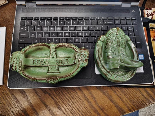 Frankoma Pottery Wall Vases 2001 and 2007 FFCA  Prairie Green Frank x2