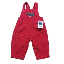 Osh Kosh Vintage NWT Deadstock Red Whale Corduroy Cargo Overalls 6/9M
