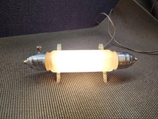 Vtg Art Deco White Frosted Thick Glass Bullet Headboard Bed Reading Light Lamp.