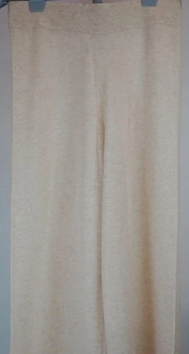 Aleger Cashmere Wool Blend Wide Leg Lounge Pants Size S in Latte Colour TV839