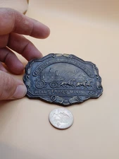 Vintage Wells Fargo Mining Co Arizona & NM Express Belt Buckle 4X3" Reproduction