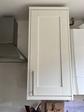 B&Q GoodHome wood effect shaker shelved cabinet cream ivory 44 x 34.3 x 97.5 cm
