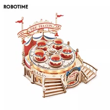 Robotime Rokr Tilt-A-Whirl The Tea Cup Amusement Park Building 3D Wooden Puzzle