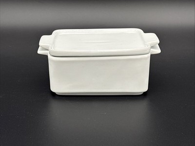 Tag White Ceramic Mini Rectangle Casserole Dish with Lid Covered Baker Ramekin