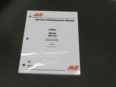 JLG 203-24 Scissor Lift Service Manual Repair Shop Book