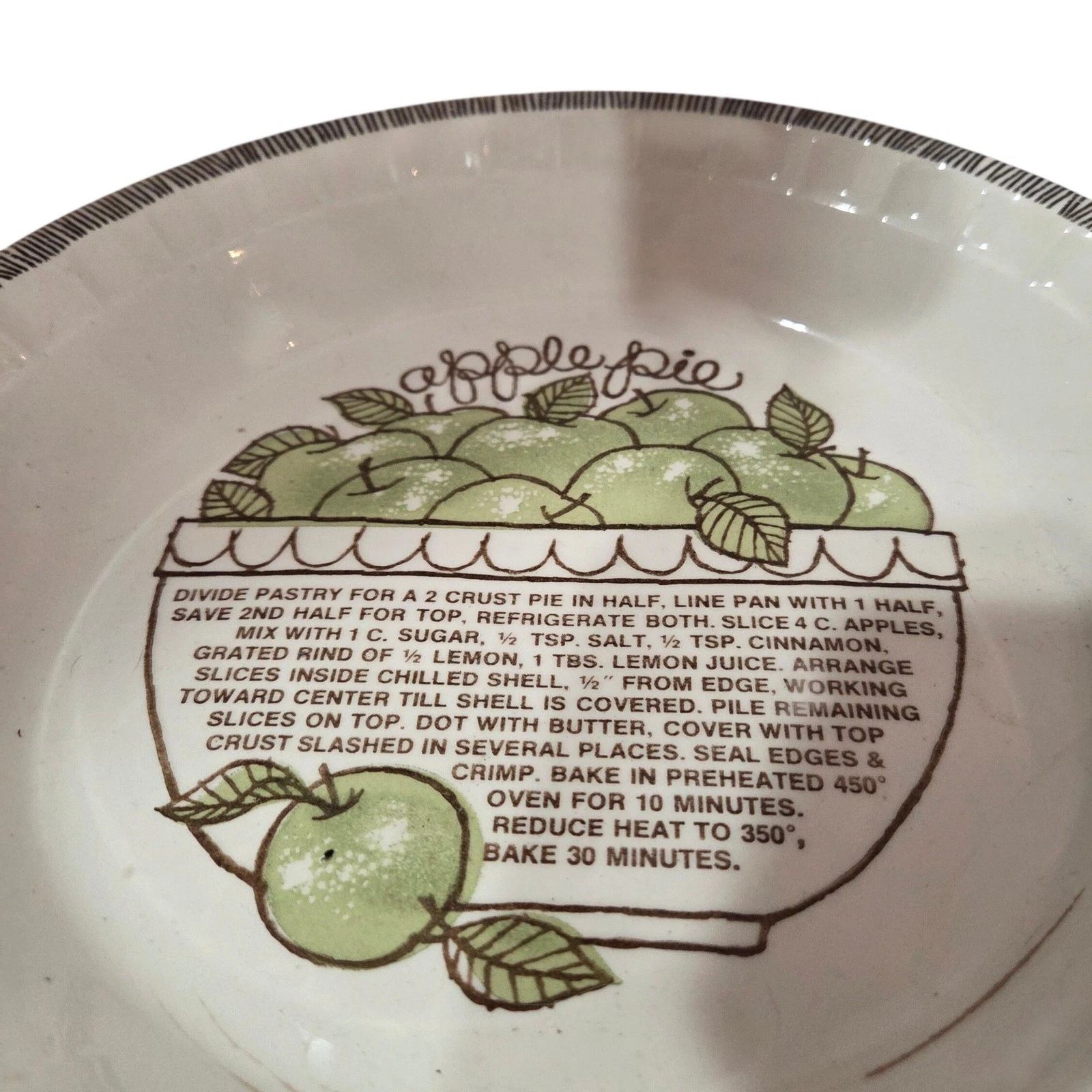Royal China Jeannette Apple Pie Recipe Plate Vintage 11 Inch Ceramic Baker USA