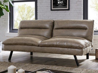 Faux Leather Sofa Bed 3 Seater Grey Air Padded Black Leg Sofabed Faux Leather Sofa Bed 3 Seater Grey Air, Air Leather Sofa