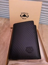 Stealth Mode Carbon Fiber Wallet Tri Fold RFID With Flip Out ID Holder 