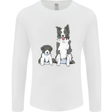 Un T-Shirt À Manches Longues Pour Homme De Border Collie Et Chiot
