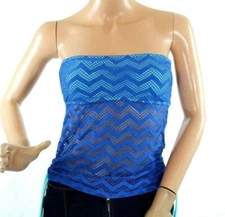 Hula Honey Women's Bandeau Blue Swim Tankini Size S