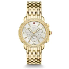 Michele Sidney Gold Diamond With Diamond Dial Ladies Watch MWW30A000008
