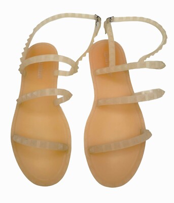 Olivia Miller Studded Jelly Gladiator Flat Sandals - Translucent Pink - Size 9