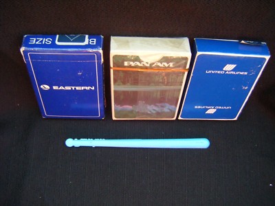 Pan Am Eastern United Airlines Playing Cards & Bonus Stir Stick - LOT of 4