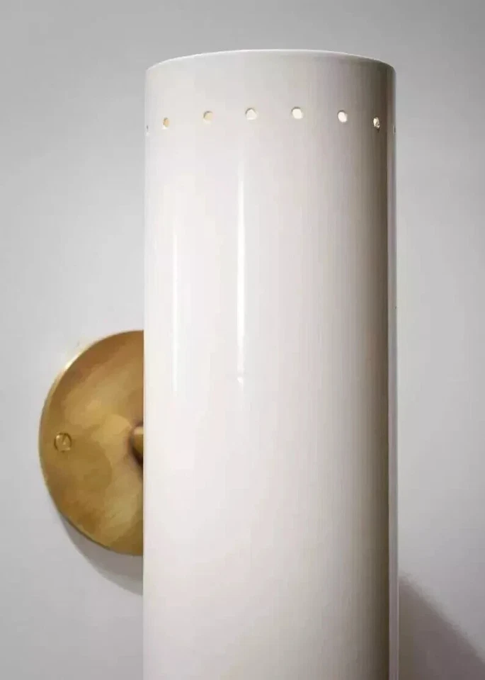 Italian Brass Wall Scone - cylinder style light - Vanity Light - Italian light - Image 3 of 4