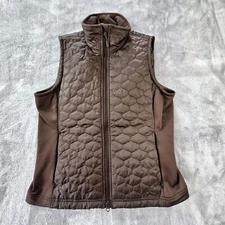 L.L. Bean Vest Women's Small Brown Quilted Full Zip Stretch