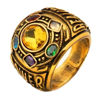 Avengers Thanos Colorful Power Stones on Bronze Finish Metal Statement Ring