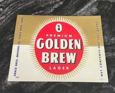 VINTAGE GOLDEN BREW BEER QUART BOTTLE LABEL GRACE BROS BREWING SANTA ROSA CA