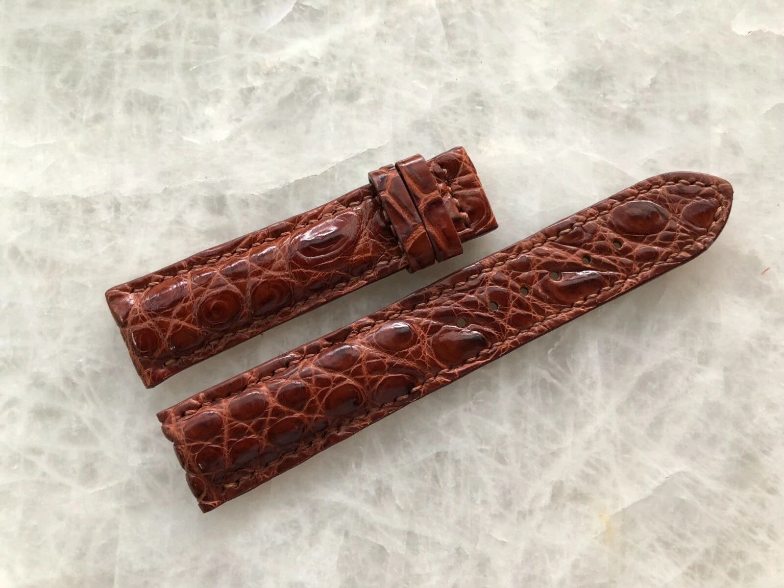 20mm/18mm Brown Alligator Crocodile Embossed Leather Watch Strap Band