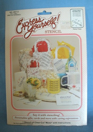 NEW~VINTAGE EXPRESS YOURSELF STENCILS~3 PKGS~SURPRISE,HI,CELEBRATE, HOMEMADE,ETC - Picture 4 of 4