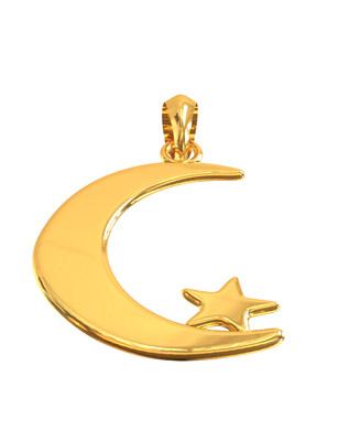10k Gelbgold Halbmond mit Stern Anhänger
