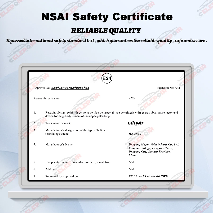 3 Point Safety Adjustable Seat Belt Straps Car Vehicle Belt for Dodge-Ram 1500 - Image 3 of 4