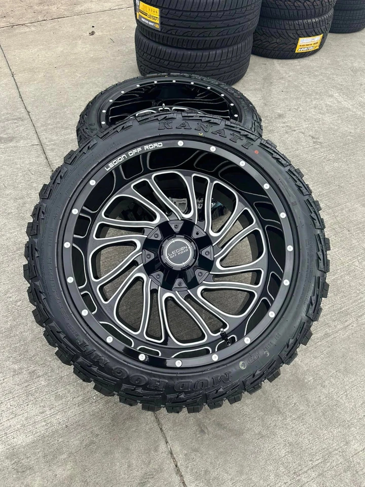 22x12 LEGION OFF ROAD Wheels Rims 33" MT Tires Package 8x170 Ford F250 F350 - Image 4 of 4