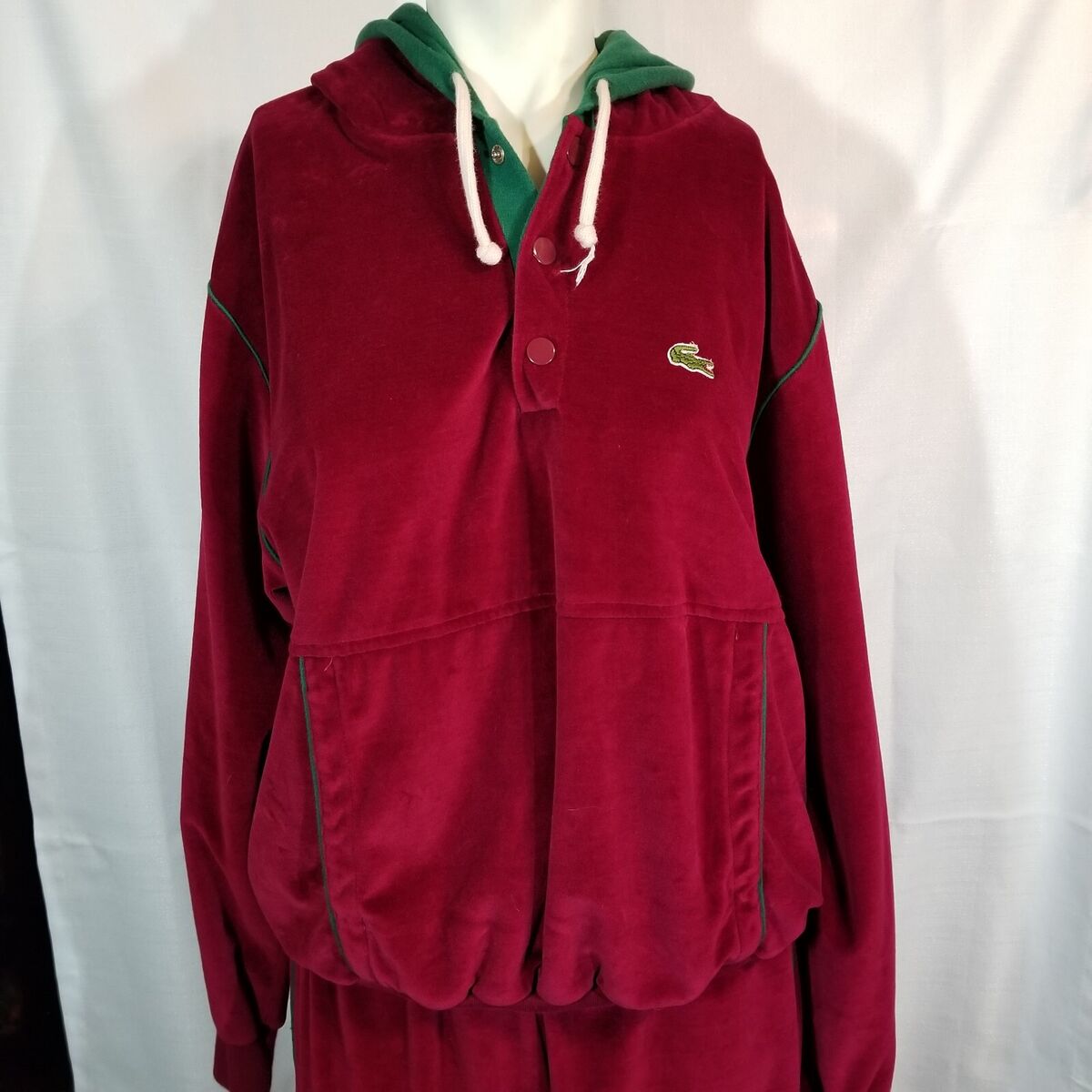 Izod Lacoste Velour Track Suit L 70s Maroon Green Stripe Izod Lacoste Velour Track Suit L 70s Maroon Green Stripe