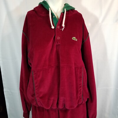 Izod Lacoste Velour Track Suit L 70s Maroon Green Stripe Izod Lacoste Velour Track Suit L 70s Maroon Green Stripe