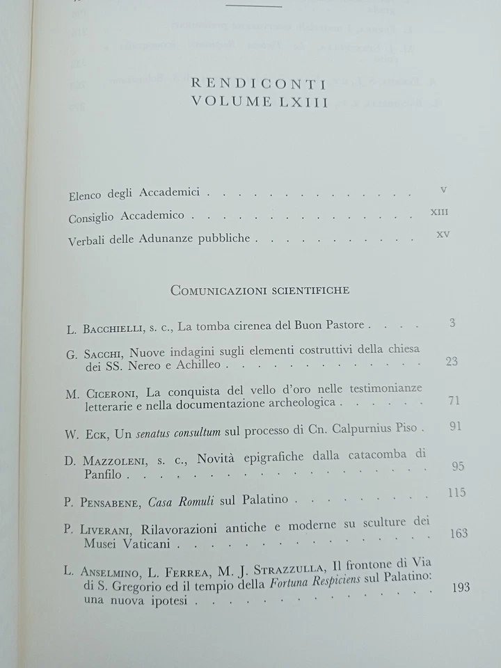 RENDICONTI - VOLUME LXIII - ANNO ACCADEMICO 1990-1991  - Immagine 4 di 4