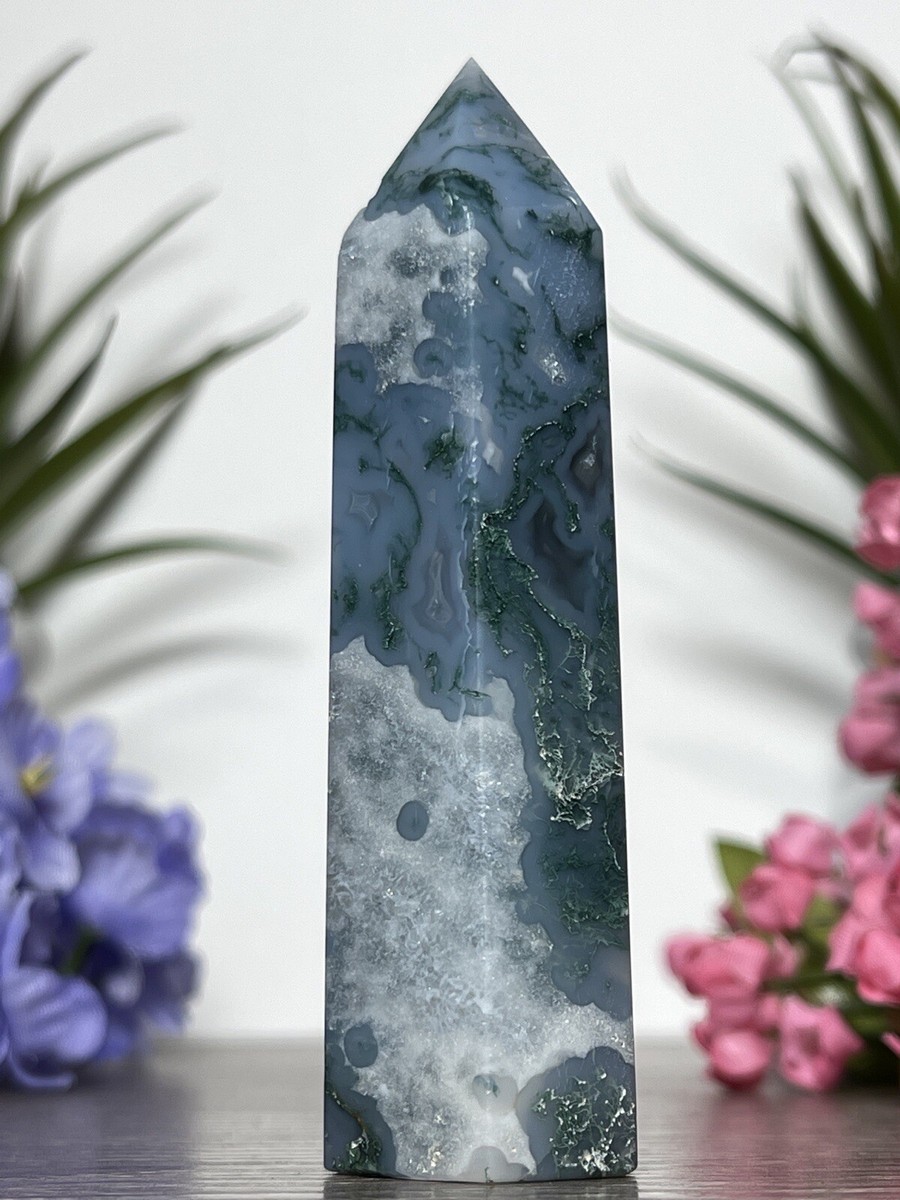 MOSS AGATE TOWER - Mineral Chalcedony Chakra Green Forest Witch