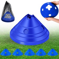 Jumbo Soccer Training Cones with Mesh Bag - 20 Pack Agility Discs Blue