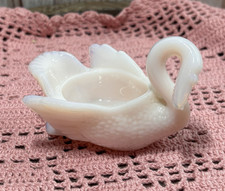 Vintage Pink Milk Glass Swan Salt Cellar glass
