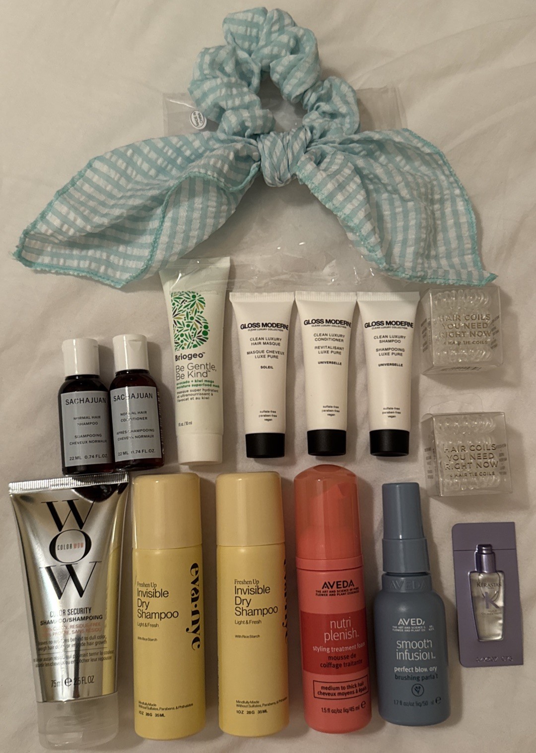 Hair Care Travel Size 14 Pc BUNDLE Aveda Sachajuan Color Wow Kitsch More