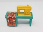 Vintage Fisher Price Little People Dollhouse Sewing Machine Green & Teal