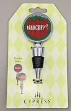 NAUGHTY? OR NICE! Holiday Christmas Wine Bottle Stopper by Cypress Home. NEW!