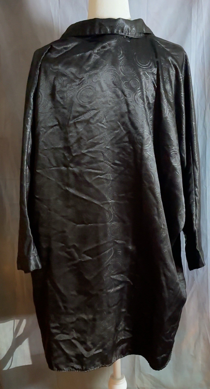 Vtg. Kathryn Black Nightshirt Size L Flaws Silky Poly Cotton Blend Long